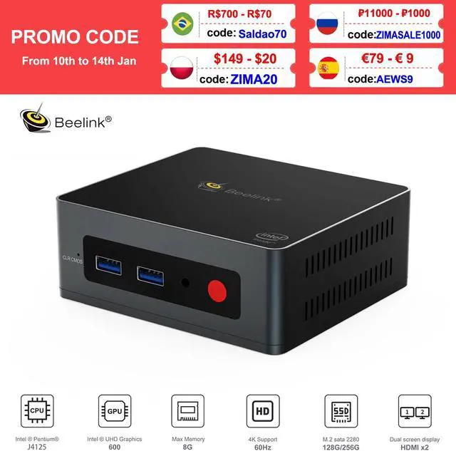 Alt view image 5 of 5 - GK MINI Windows 10 Mini PC Gamer  Gemini J4125 8GB DDR4 128GB/256GB SSD 5G WiFi 1000M 4K HTPC Windows 11 Computer