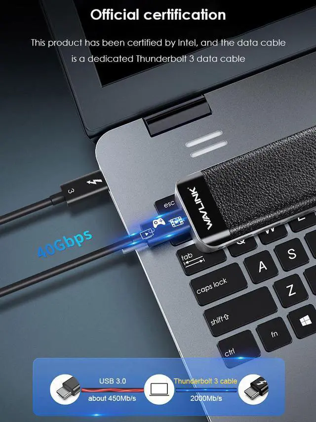 Alt view image 3 of 5 - Certified Thunderbolt™ 3 HDD Case Type C USB 3.1 HDD Box 40Gbps External Hard Drive Enclosure NVME M-Key SSD Case Adapter