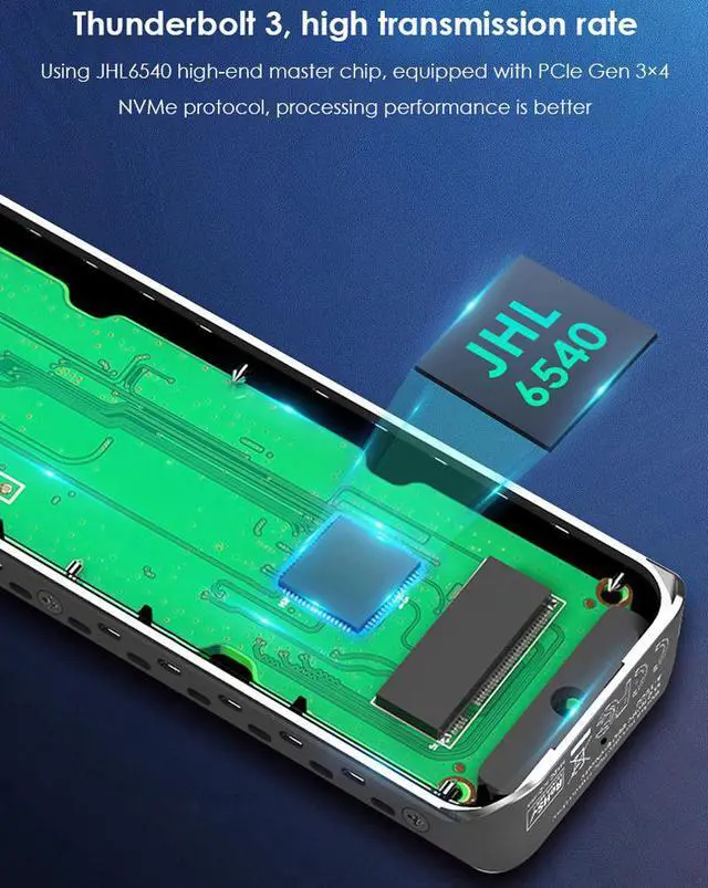 Alt view image 2 of 5 - Certified Thunderbolt™ 3 HDD Case Type C USB 3.1 HDD Box 40Gbps External Hard Drive Enclosure NVME M-Key SSD Case Adapter