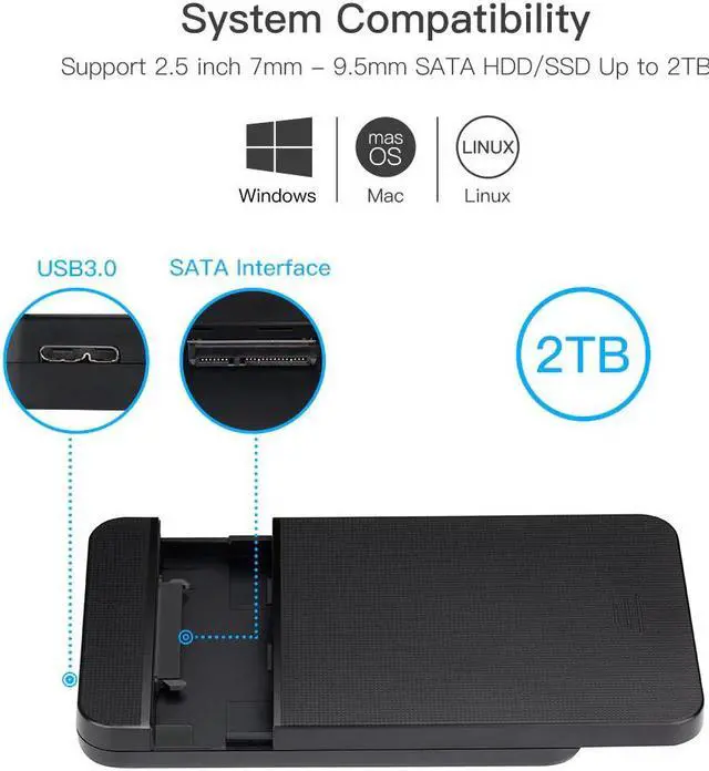 Alt view image 3 of 5 - Hard Disk Enclosure Case 2.5 inch SATA USB 3.0 SSD/HDD 1TB 2TB Hard Drive Box for  Seagate, support UASP SATA III