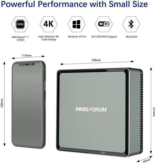 Alt view image 4 of 5 - UM700 Mini Computer 4 Cores 8 Threads AMD Ryzen 7 3750H Processor with 16GB DDR4 RAM/512GB NVMe M.2 SSD Windows 10Pro