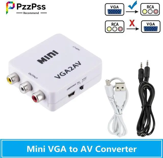 Alt view image 5 of 5 - VGA to AV Mini Converter Adapter with 3.5mm Audio 1080P VGA to AV HD Converter Conversor For PC to TV HD Computer to TV