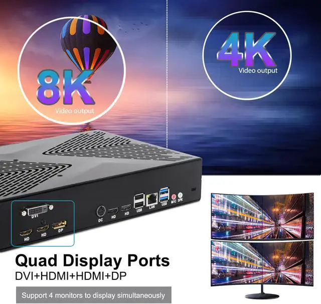 Alt view image 3 of 5 - 11th Rocket Lake Gaming Computer i7 Mini PC Gamer Windows 10 I9 11900 8 Core 5.2GHZ GTX1650 GDDR6 4 Displays 8K Output