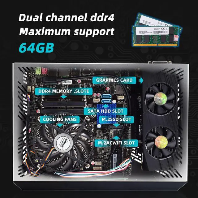 Alt view image 4 of 5 - 11th Rocket Lake Gaming Computer i7 Mini PC Gamer Windows 10 I9 11900 8 Core 5.2GHZ GTX1650 GDDR6 4 Displays 8K Output