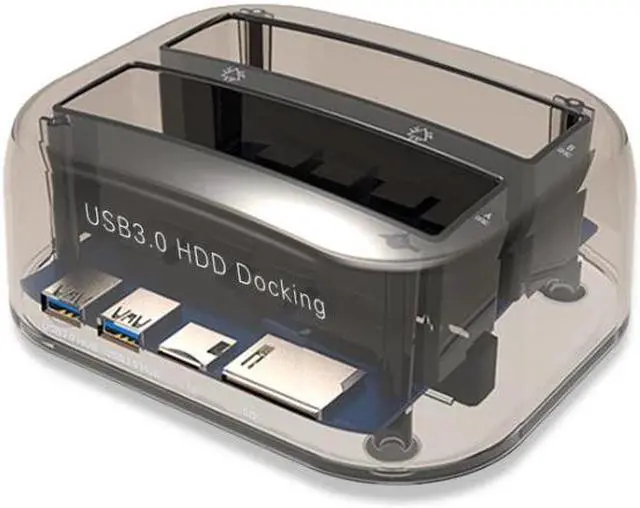 Alt view image 5 of 5 - Transparent Dual Bay HDD Dock Docking Station Compact External Hard Disk Drive For 2.5 Inch 3.5 Inch SATA HDD USB 3.0