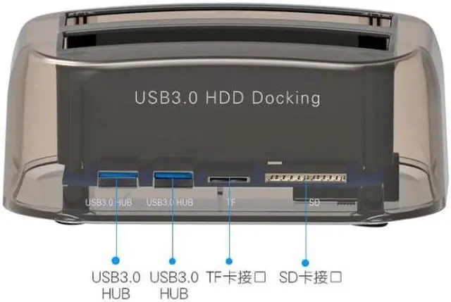 Alt view image 3 of 5 - Transparent Dual Bay HDD Dock Docking Station Compact External Hard Disk Drive For 2.5 Inch 3.5 Inch SATA HDD USB 3.0
