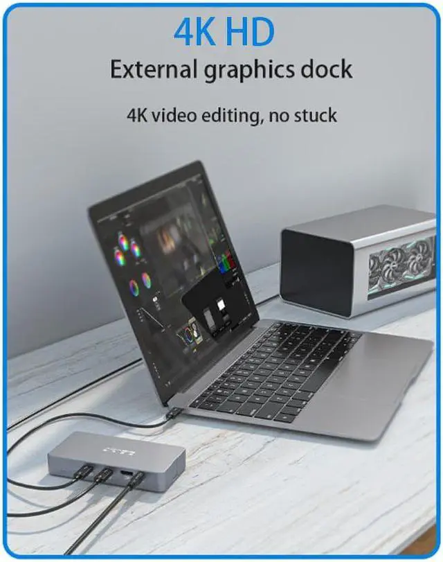 Alt view image 4 of 5 - Thunderbolt 3 M.2 Dual-disk NVME HDD Enclosure Docking Station Type C to USB 3.0 Hard disk box