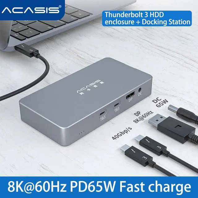 Alt view image 5 of 5 - Thunderbolt 3 M.2 Dual-disk NVME HDD Enclosure Docking Station Type C to USB 3.0 Hard disk box