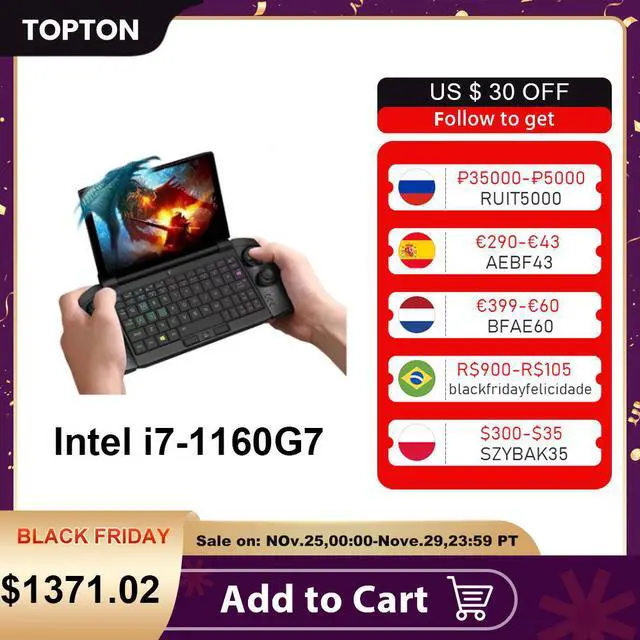 Alt view image 5 of 5 - OneGX1 Pro Mini 7 inch Notebook Computer Intel I7-1160G7 16G RAM 512G/1T Windows 10 Gaming Laptop Thunderbolt 4 WiFi6 LTE 4G/5G