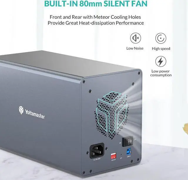 Alt view image 4 of 5 - FS4RU3 4 Bay 2.5" 3.5" USB3.0 External Hard Drive Enclosure 64TB with RAID Function for NAS Expansion HDD SSD Case