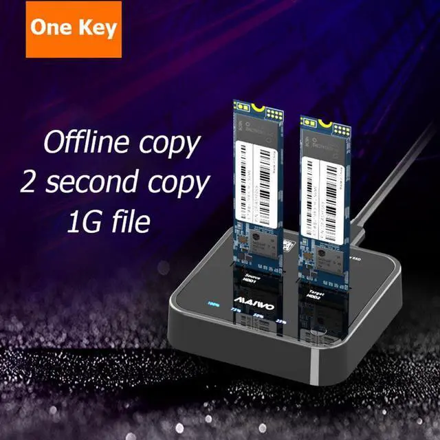 Alt view image 3 of 4 - USB 3.1 Type C to M.2 Dual Bay External Hard Drive Docking Station with Offline Clone for M2 SSD Supports 2TB HDD Holder