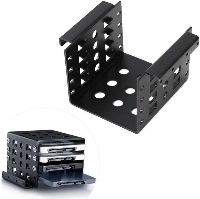 Alt view image 5 of 5 - 4 Bay 2.5 to 3.5" HDD Rack Converter SSD Adapter Mounting Bracket Hard Drive Disk Holder Rack