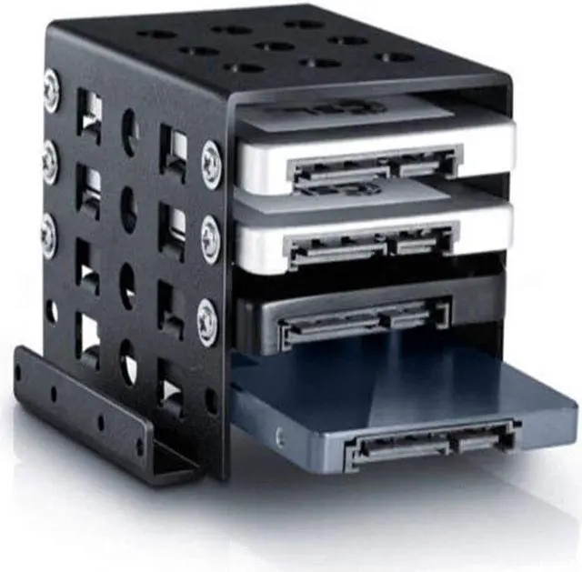 Alt view image 4 of 5 - 4 Bay 2.5 to 3.5" HDD Rack Converter SSD Adapter Mounting Bracket Hard Drive Disk Holder Rack