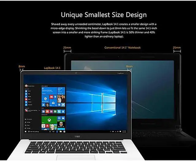 Alt view image 2 of 5 - 64-bit 4+64G Laptop 14.1 Inch Windows 10 Mini Notebook Intel APOLLO LAKEN 3450 Quad Core 1920*1200IPS CWI33 With Single Camera