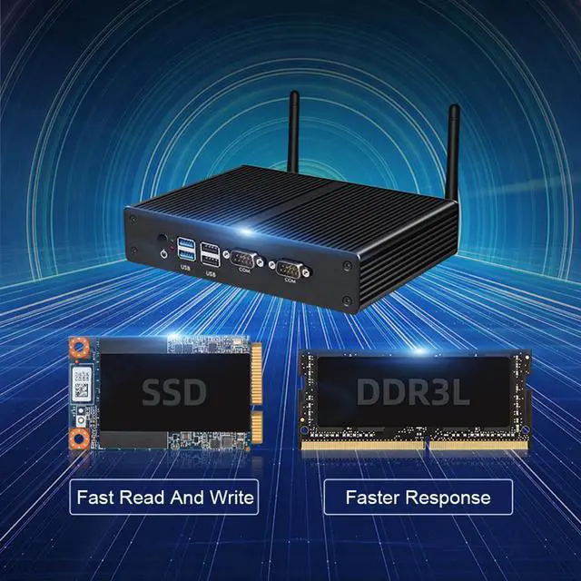 Alt view image 4 of 5 - Fanless Mini PC Dual LAN Celeron  J4125 2955U PC 2*Serial port 2*LAN WiFi  VGA HTPC Computer Nuc Mini pc Windows 10 pro