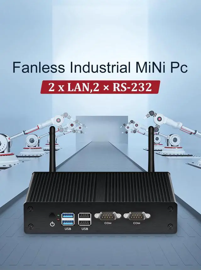 Alt view image 3 of 5 - Fanless Mini PC Dual LAN Celeron  J4125 2955U PC 2*Serial port 2*LAN WiFi  VGA HTPC Computer Nuc Mini pc Windows 10 pro