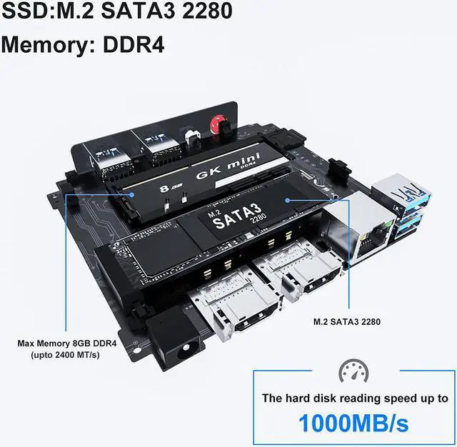 Alt view image 4 of 5 - Beelink GK Mini Windows 10 Pro MINI PC Intel Gemini J4125 DDR4 8GB 128GB 256GB SSD 5G WiFi 1000M BT4.0 4K Computer VS U59 X01