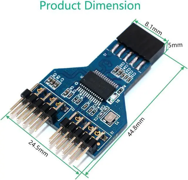 Alt view image 2 of 4 - 2Pcs 9 pin USB Header Female 1 to 2 Male Board 9-Pin USB HUB USB 2.0 Connector Adapter for NZXT Liquid Cooling for RGB Splitter