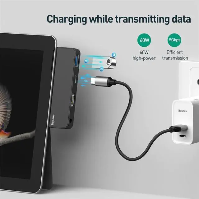 Alt view image 2 of 5 - USB C HUB USB 3.0 to USB 3.0  RJ45 Docking Station for Microsoft Surface Go Pro 4/5/6 USB HUB Multi USB Splitter