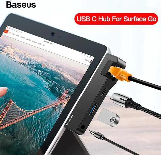 Alt view image 5 of 5 - USB C HUB USB 3.0 to USB 3.0  RJ45 Docking Station for Microsoft Surface Go Pro 4/5/6 USB HUB Multi USB Splitter