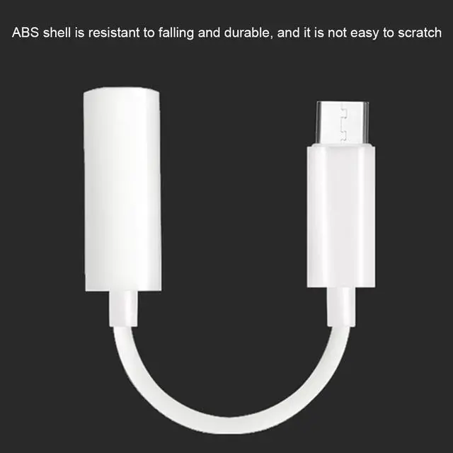 Alt view image 3 of 5 - White Type C To 3.5mm Converter Adapter USB-C Jack Earphone Headphone Cable Audio Aux Cable Adapter