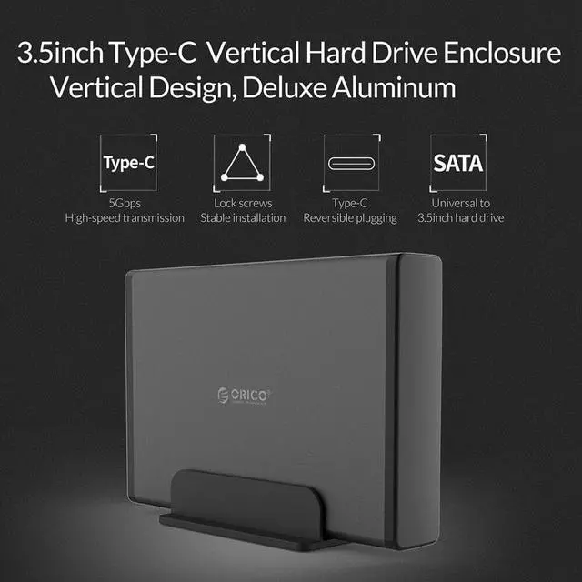 Alt view image 4 of 5 - 5Gbps 3.5 inch HDD SSD Enclosure 10TB USB 3.1 Type-C SATA to USB 3.0 External Hard HDD Box Adapter 7688C3