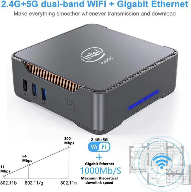 Alt view image 3 of 5 - GK3V Windows10 Pro Mini PC  Gemini Lake J4125 8GB RAM 1TB SSD Gaming PC 2.4G5G WiFi 1000M Mini Computer VS Beelink GEMINI M