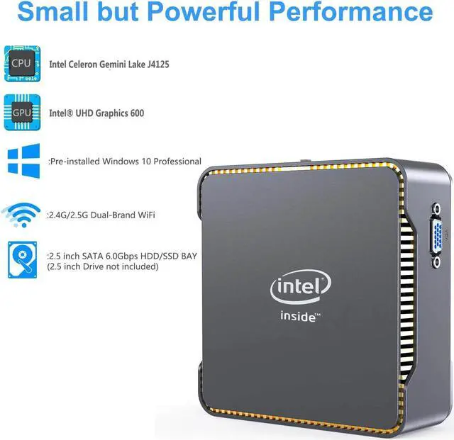 Alt view image 2 of 5 - GK3V Windows10 Pro Mini PC  Gemini Lake J4125 8GB RAM 1TB SSD Gaming PC 2.4G5G WiFi 1000M Mini Computer VS Beelink GEMINI M
