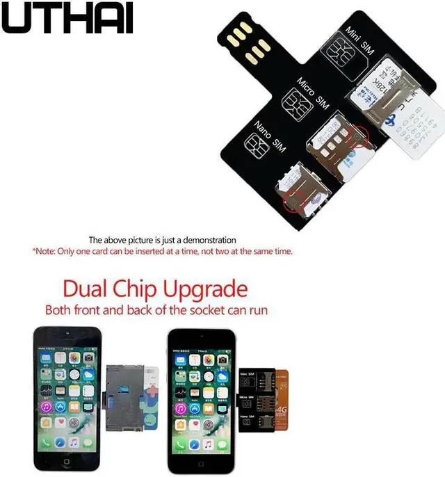 Alt view image 3 of 5 - T10 For iPhone SIM card 4in1 External Card Slot Adapter Fast Card Changer iPhone SIM Card Reader Holder Free reboot Nano