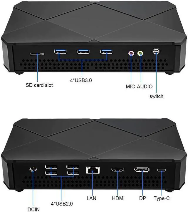 Alt view image 4 of 7 - 2021 Mini PC Desktop Computer Box Windows 10 Pro 10.1" Touch Screen All in one PC Intel Apollo Lake J3355 4GB RAM Media Box BT