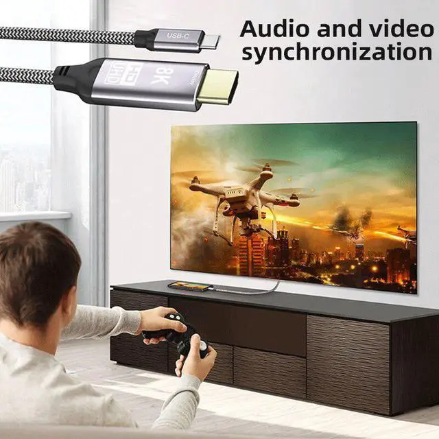 Alt view image 3 of 5 - USB 3.1 Type C to Cable 8K 30HZ Ultra HD High-speed Converter Adapter For MacBook HDTV Monitor Chromebook Laptop