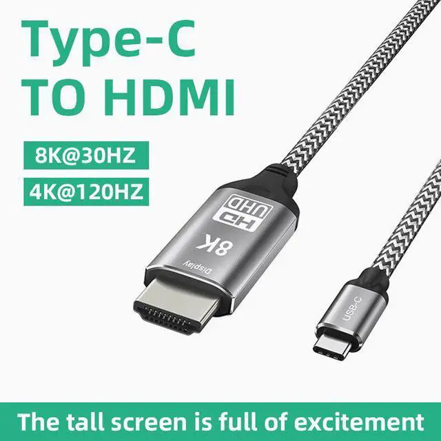 Alt view image 5 of 5 - USB 3.1 Type C to Cable 8K 30HZ Ultra HD High-speed Converter Adapter For MacBook HDTV Monitor Chromebook Laptop