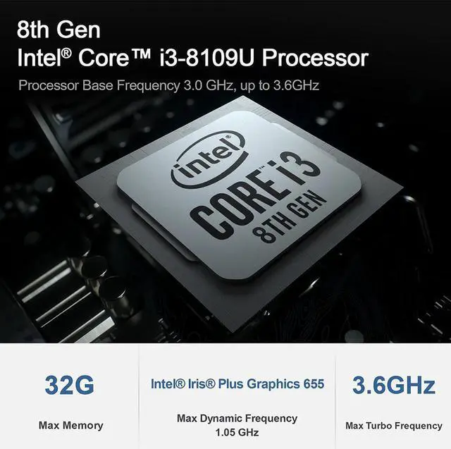 Alt view image 3 of 5 - Beelink SEi8 8th  Core i3-8109U Windows 10 MINI PC DDR4 16GB 512GB SSD 2.4G 5G WIFI 1000M LAN BT4.0 Gaming Mini Computer