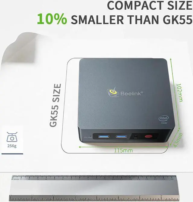 Alt view image 2 of 5 - 2021 Beelink GK35 Windows 10 MINI PC  Gemini Lake J3455 8GB RAM 128GB SSD 2.4G 5.8G WiFi BT4.0 4K WIN10 Computer VS GK3V