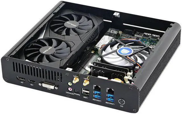 Alt view image 4 of 5 - 2LAN Gaming Mini PC Intel i7-7820HQ i5-7300HQ GTX 1650 4GB 2*DDR4 NVME Desktop Computer Win10 4K 2.0 DP DVI Fiber Optic WiFi