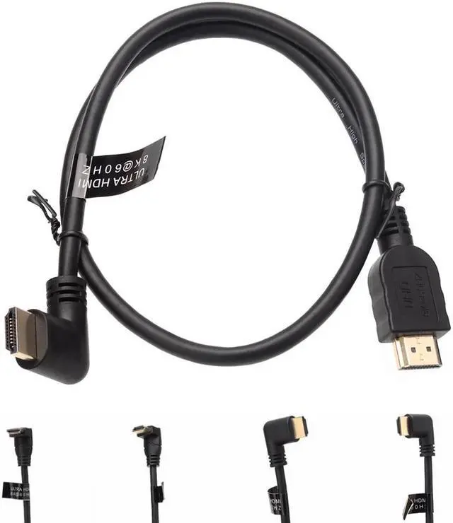 Alt view image 5 of 5 - Cable 8K 2.1 Cable 90/270 Degree Angle Adapter for Apple TV PS4 Splitter Video Audio 90 Degree HD Cable