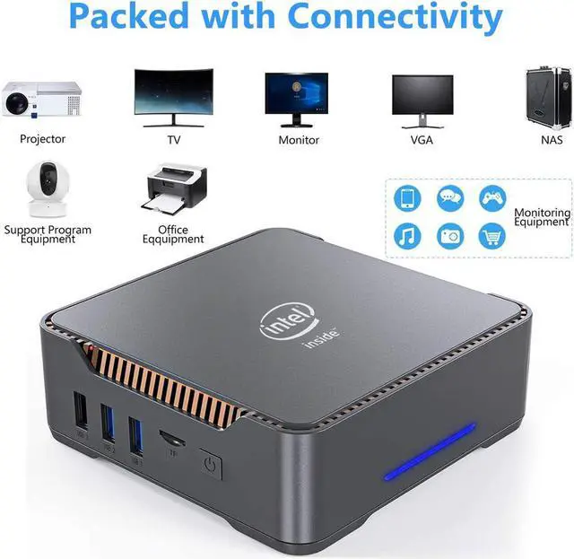 Main image of AK3V  Celeron J3455 Windows 10 Pro Mini PC DDR4 8GB RAM 128GB SSD 1000M LAN Dual Wifi BT4.0 Mini Computer Support 2.5" HDD