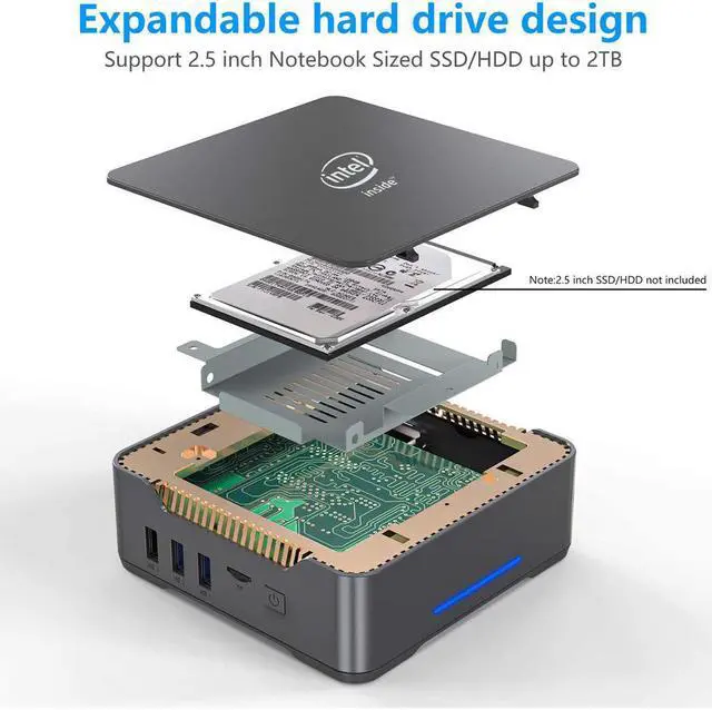 Alt view image 2 of 5 - AK3V  Celeron J3455 Windows 10 Pro Mini PC DDR4 8GB RAM 128GB SSD 1000M LAN Dual Wifi BT4.0 Mini Computer Support 2.5" HDD