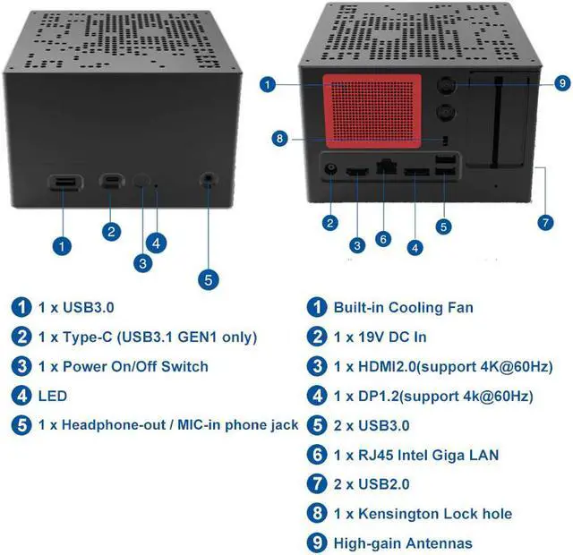 Alt view image 4 of 5 - DIY Gaming PC Intel Core 10th i7 10700T i9 10900T Desktop CPU Windows 11 Mini ITX Computer 2.0 DP1.2 4K Display HTPC