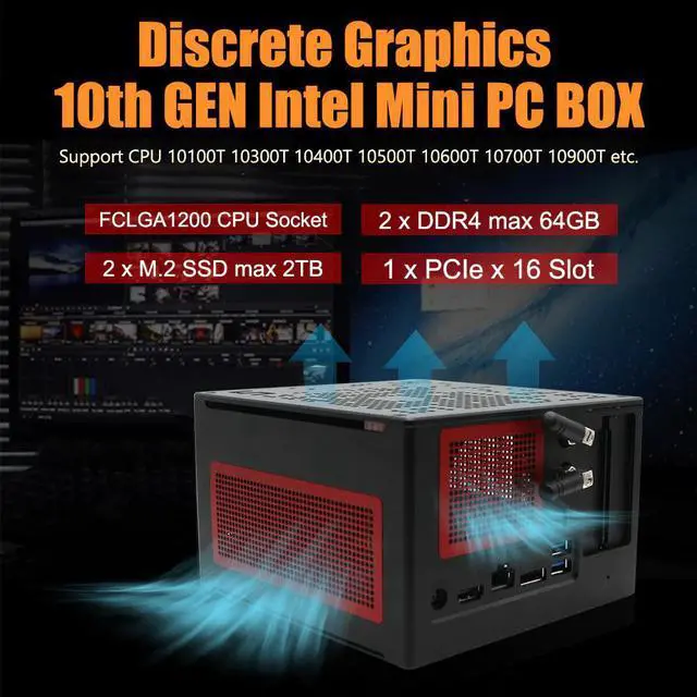 Alt view image 5 of 5 - DIY Gaming PC Intel Core 10th i7 10700T i9 10900T Desktop CPU Windows 11 Mini ITX Computer 2.0 DP1.2 4K Display HTPC