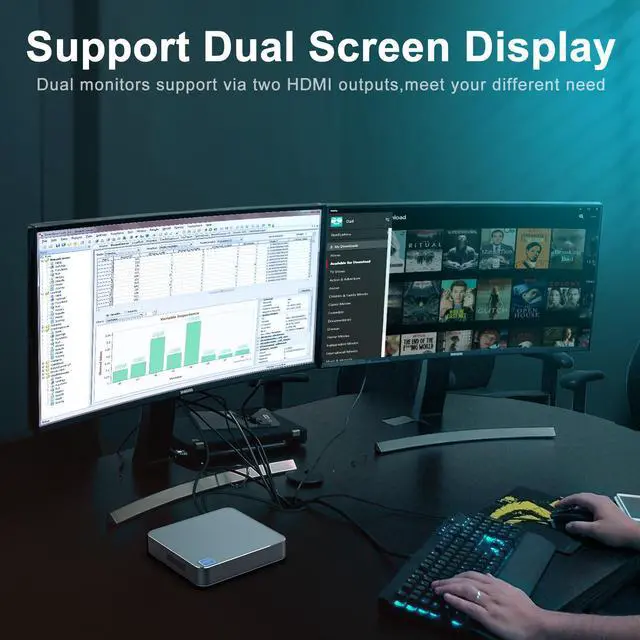 Alt view image 4 of 5 - AK7  Celeron J3455 Windows 10 Mini PC 8GB RAM 128GB 256GB 512GB 1TB SSD 2.4G 5G Wifi BT4.2 1000M Desktop Computer VS AK3V