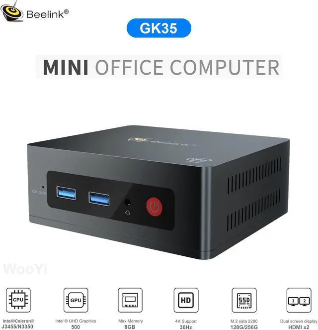 Alt view image 5 of 5 - GK35 Mini PC  Celeron J3455/N3350 8GB DDR3 128GB/256GB SSD Windows 10 Dual WIFI, 4K UHD WIN10 Desktop HTPC