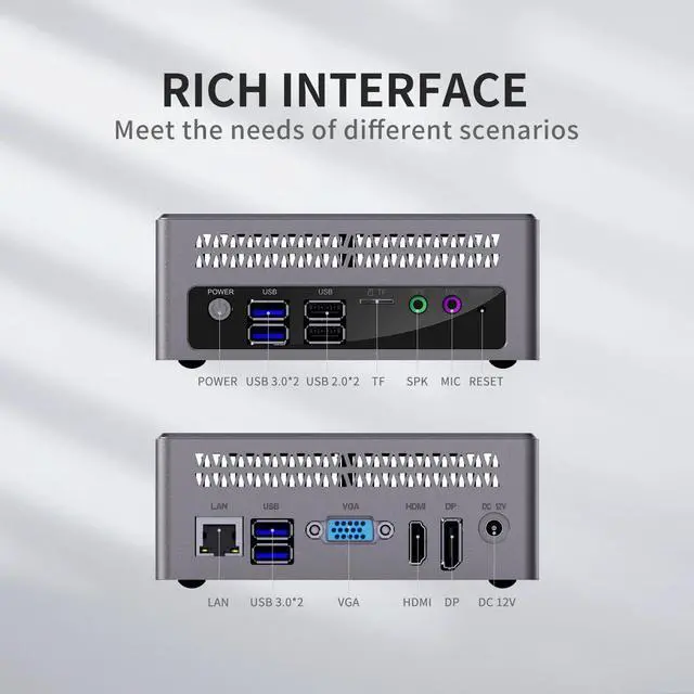 Alt view image 2 of 5 - New JK01 Windows 10 Mini PC  Processor N5095 8GB DDR4 512GB SSD Dual Screen RGB LAN VGA BT Computador Gamer VS Beelink U59