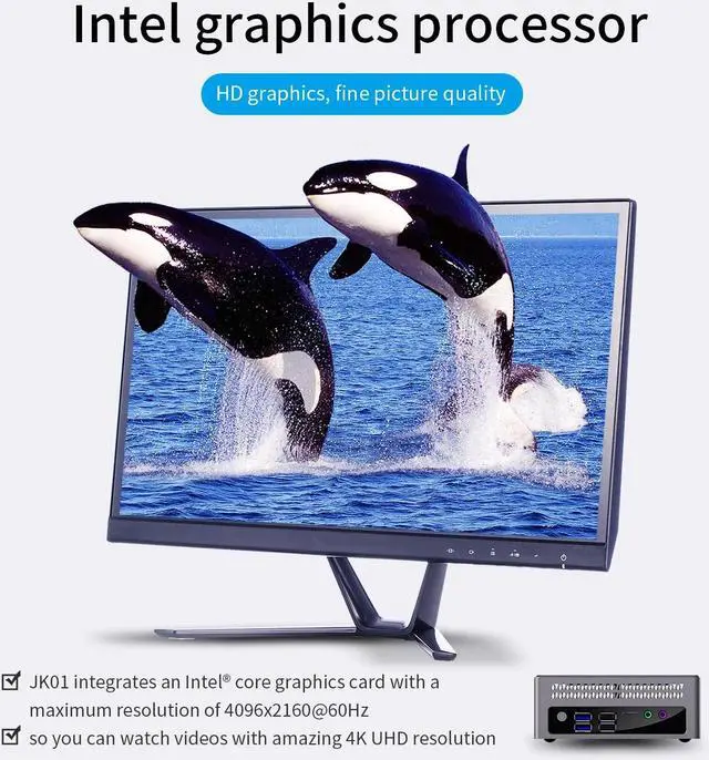 Alt view image 4 of 5 - New JK01 Windows 10 Mini PC  Processor N5095 8GB DDR4 512GB SSD Dual Screen RGB LAN VGA BT Computador Gamer VS Beelink U59
