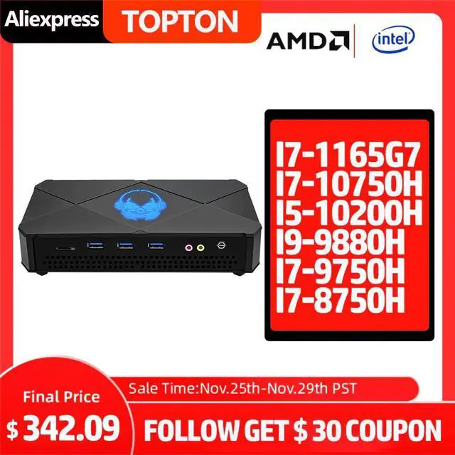 Alt view image 5 of 5 - Portable Mini PC Nuc Intel Core i9 9880H i7 1165G7 Desktop Computer DDR4 Ram Dual M.2 NVMe SSD 4K Display Gaming PC HTPC