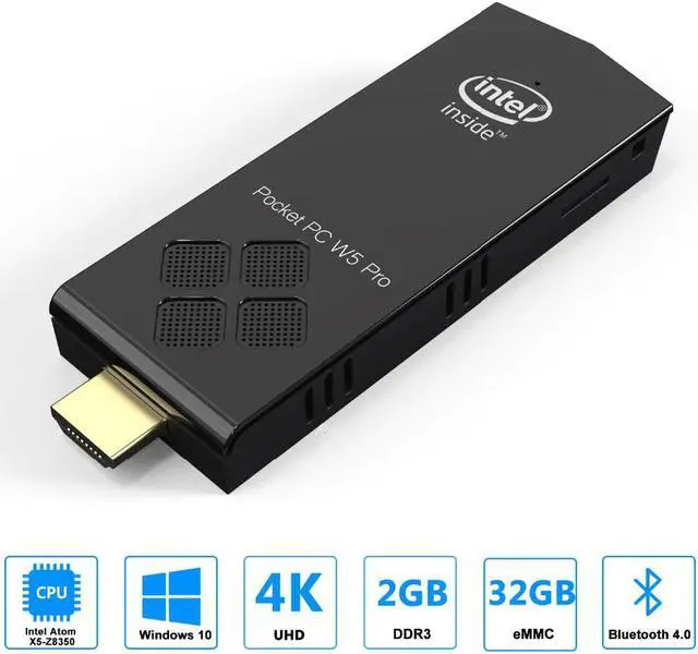 Alt view image 4 of 4 - W5 PRO T5 Windows 10 Mini PC TV Stick Computer Intel 8350 2GB 4GB RAM 32GB 64GB 128GB 2.4G/5G WiFi BT4.0 4K HD Computer
