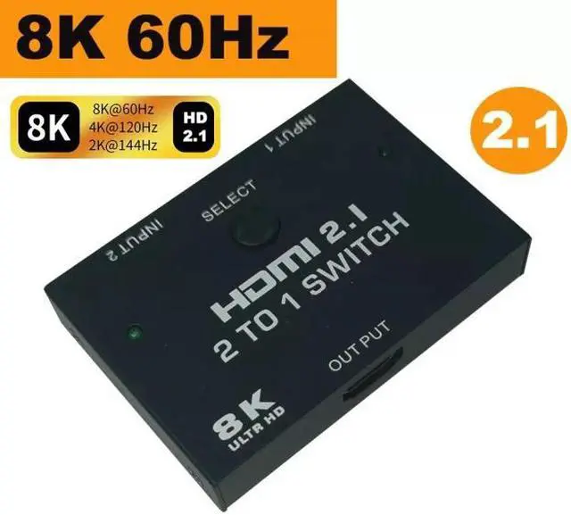 Main image of 8K  2.1-compatible Bi-direction Switch Splitter Box 8K@60Hz   Splitter 1 in 2 out/2 in 1 out Display Selector Switcher