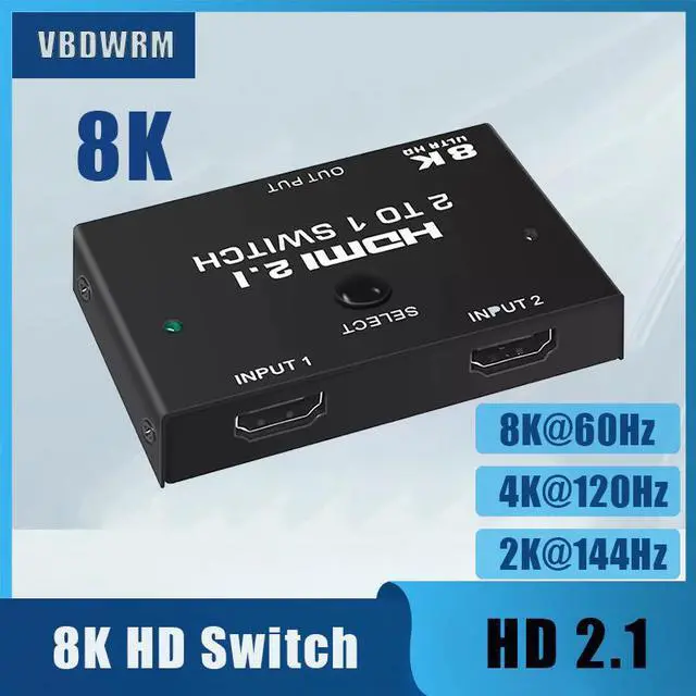 Alt view image 5 of 5 - 8K  2.1-compatible Bi-direction Switch Splitter Box 8K@60Hz   Splitter 1 in 2 out/2 in 1 out Display Selector Switcher