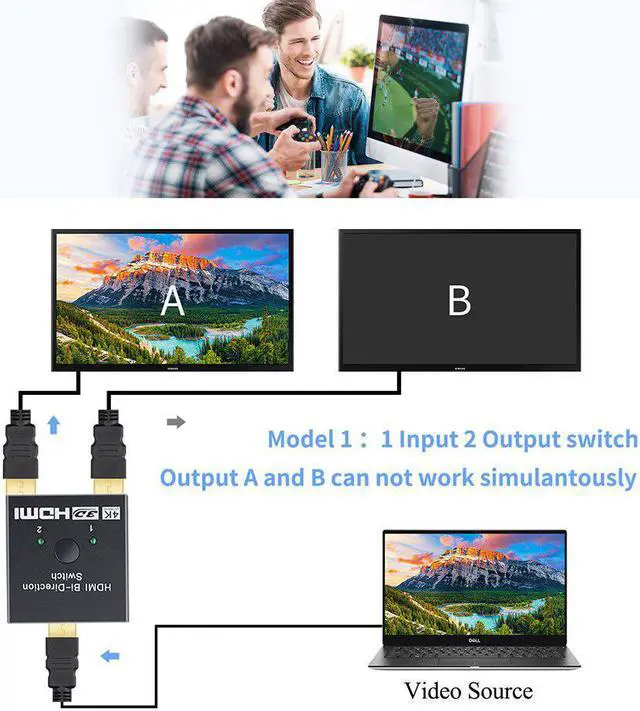 Alt view image 3 of 5 - 8K  2.1-compatible Bi-direction Switch Splitter Box 8K@60Hz   Splitter 1 in 2 out/2 in 1 out Display Selector Switcher