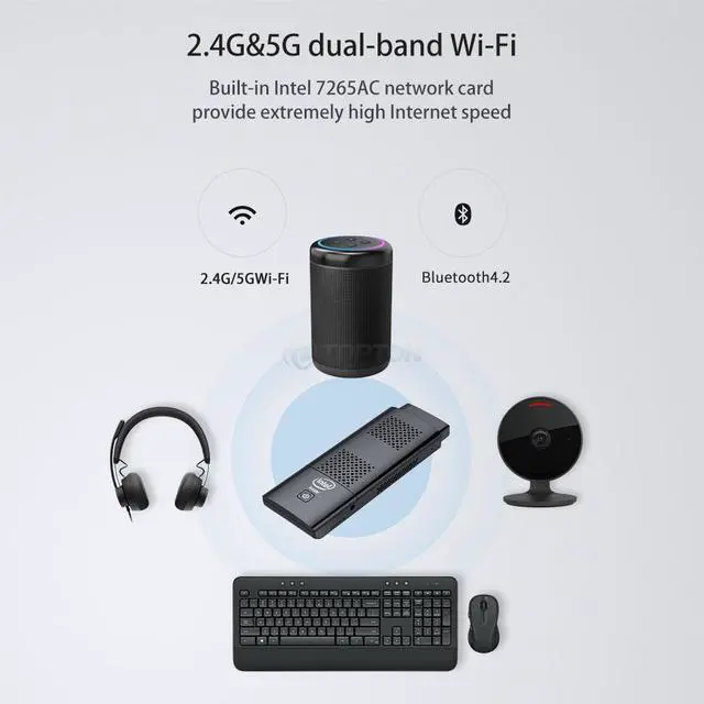 Alt view image 4 of 5 - Mini PC Stick Intel Celeron J4125 8GB LPDDR4 128G/256G eMMC 5.1 Bluetooth 2.0 Win10 Linux Pocket Mini PC
